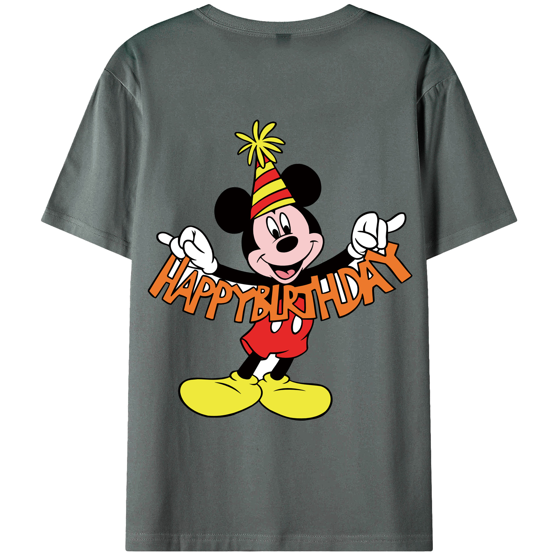 ミッキーマウス Mickey Mouse 綿100％ メンズ半袖Tシャツ（バックプリント） 通気性